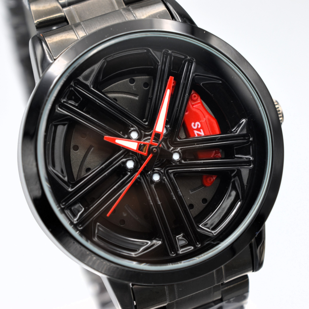 Men Stainless Steel Watch Spinning Alloy Wheel